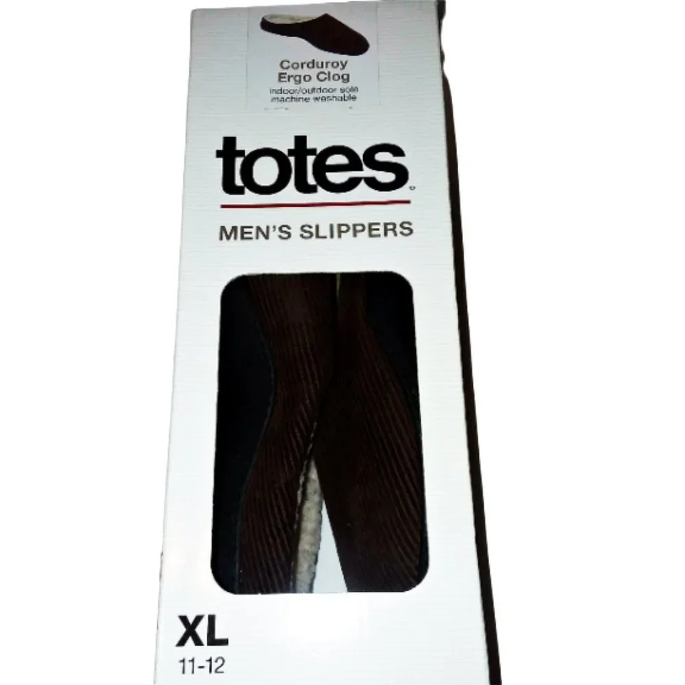 Totes Corduroy Ergo Clog Men's Slippers XL NWT